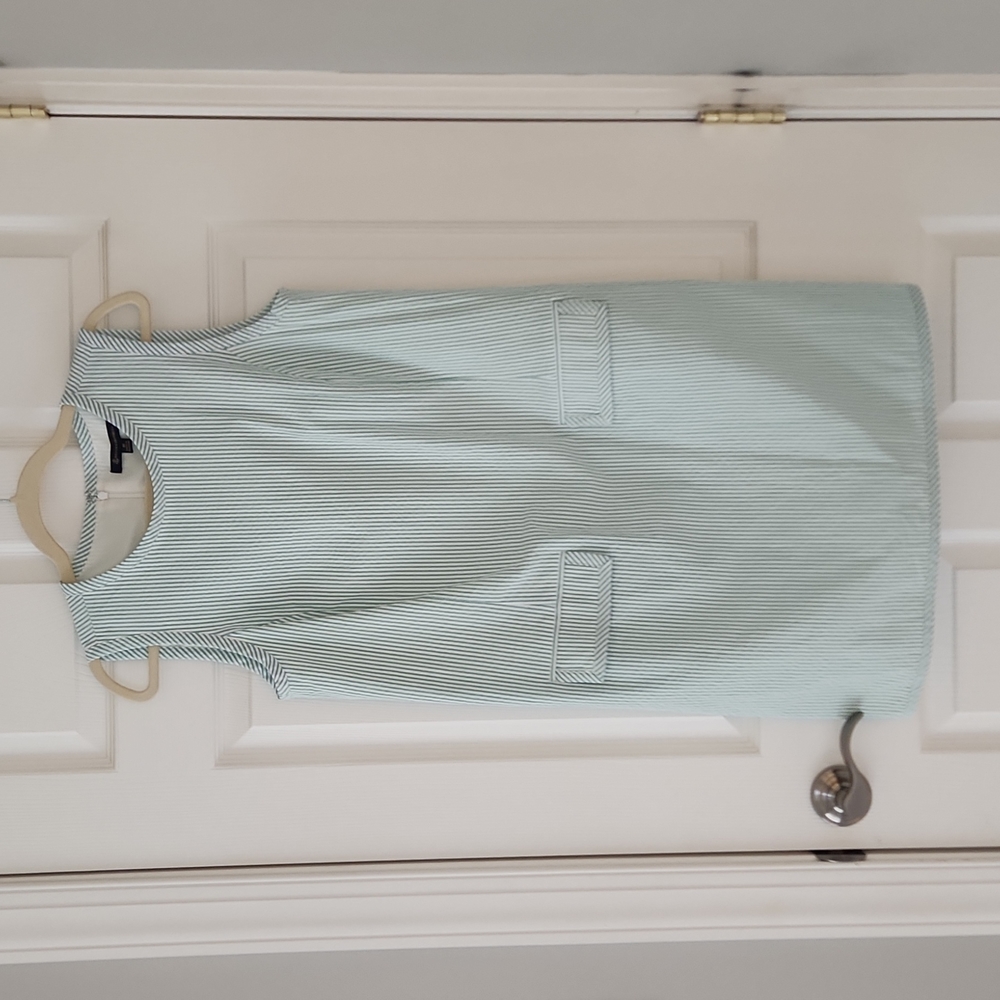 Brooks Brothers Stretch Cotton Seersucker Shift Dress in Green